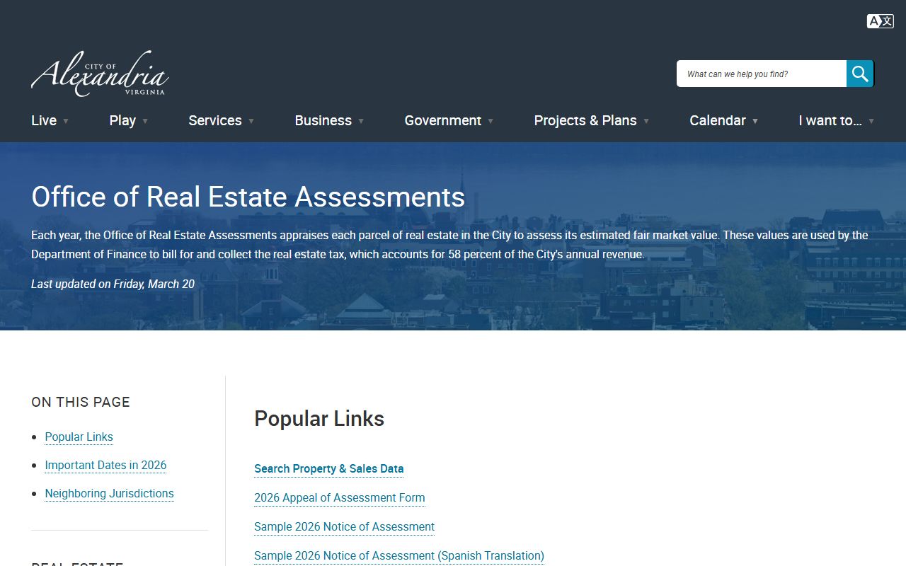 alexandria virginia property records real estate assessments portal