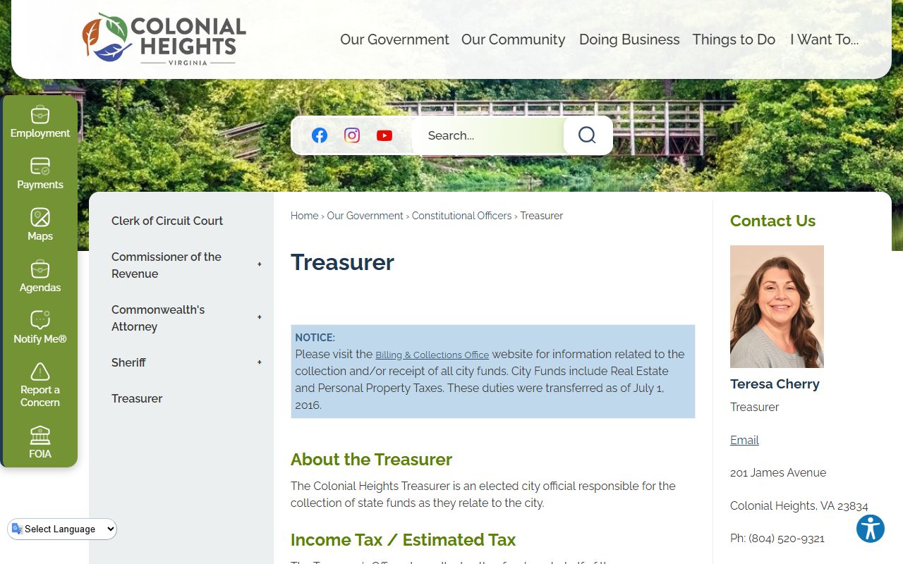 colonial heights virginia property records tax payment portal