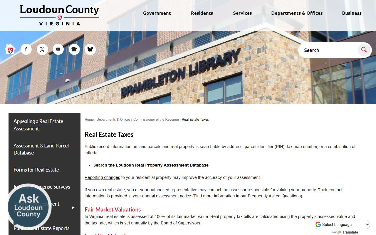 leesburg virginia property records loudoun county commissioner of revenue assessment