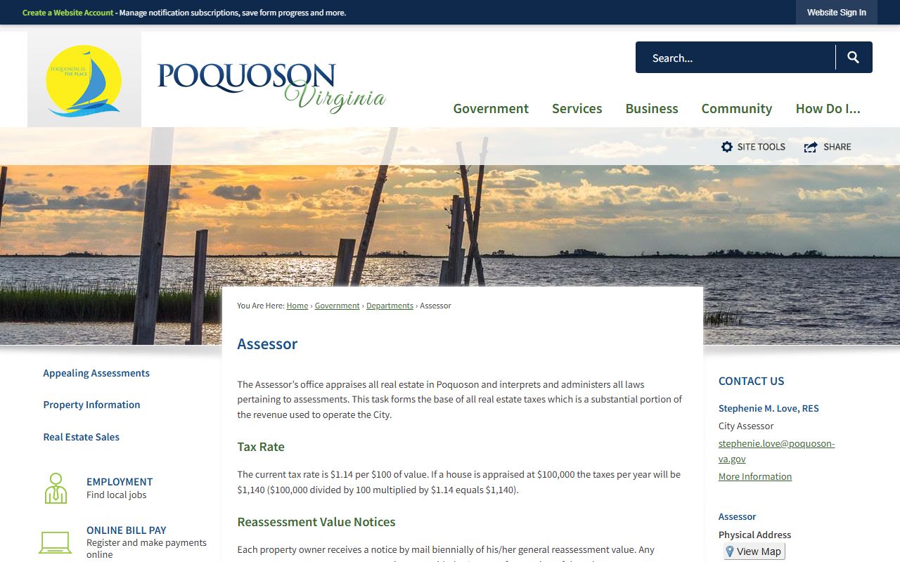 poquoson virginia property records city assessor office
