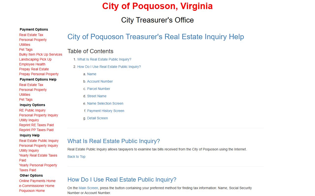 poquoson virginia property records real estate tax inquiry