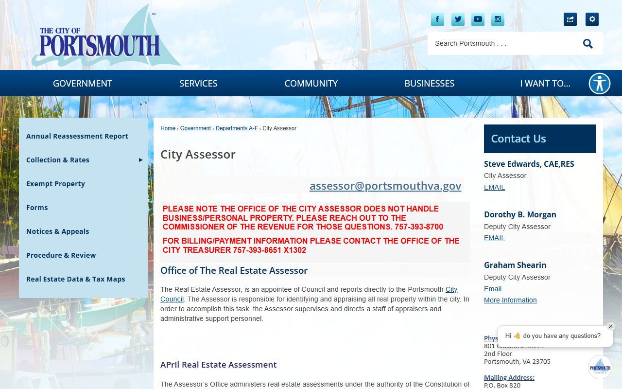 portsmouth virginia property records city assessor
