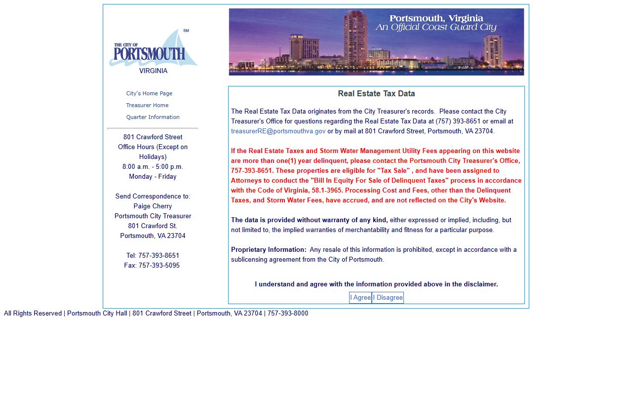 portsmouth virginia property records real estate tax data portal
