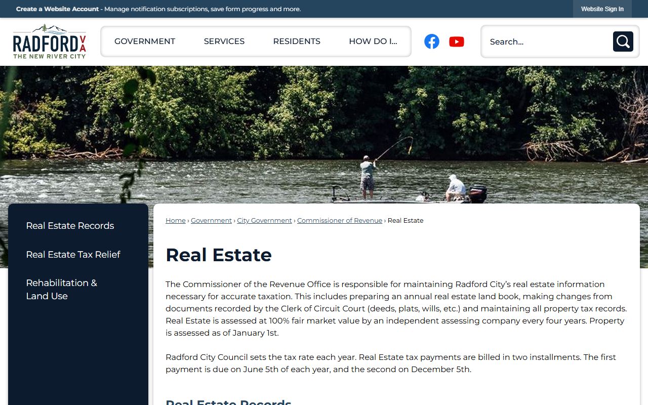 radford virginia property records commissioner of revenue real estate