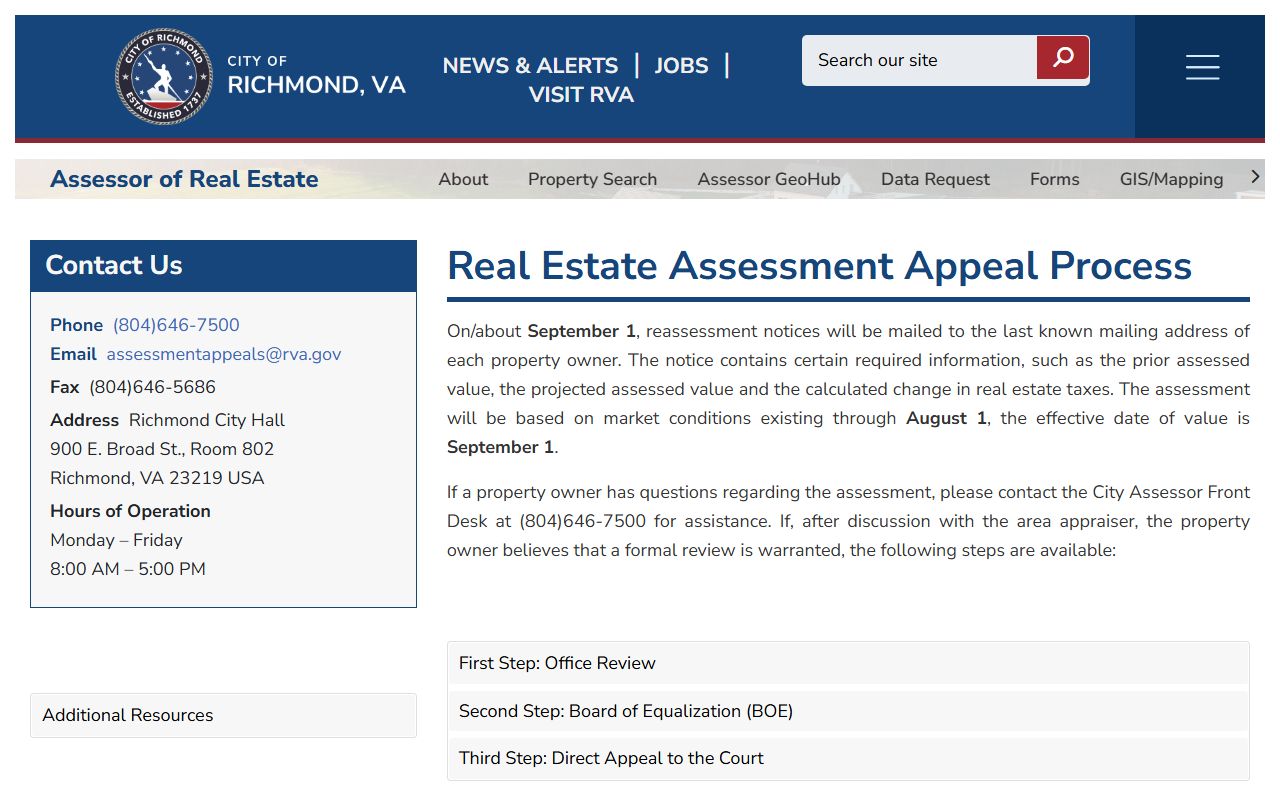 richmond virginia property records assessment appeal process