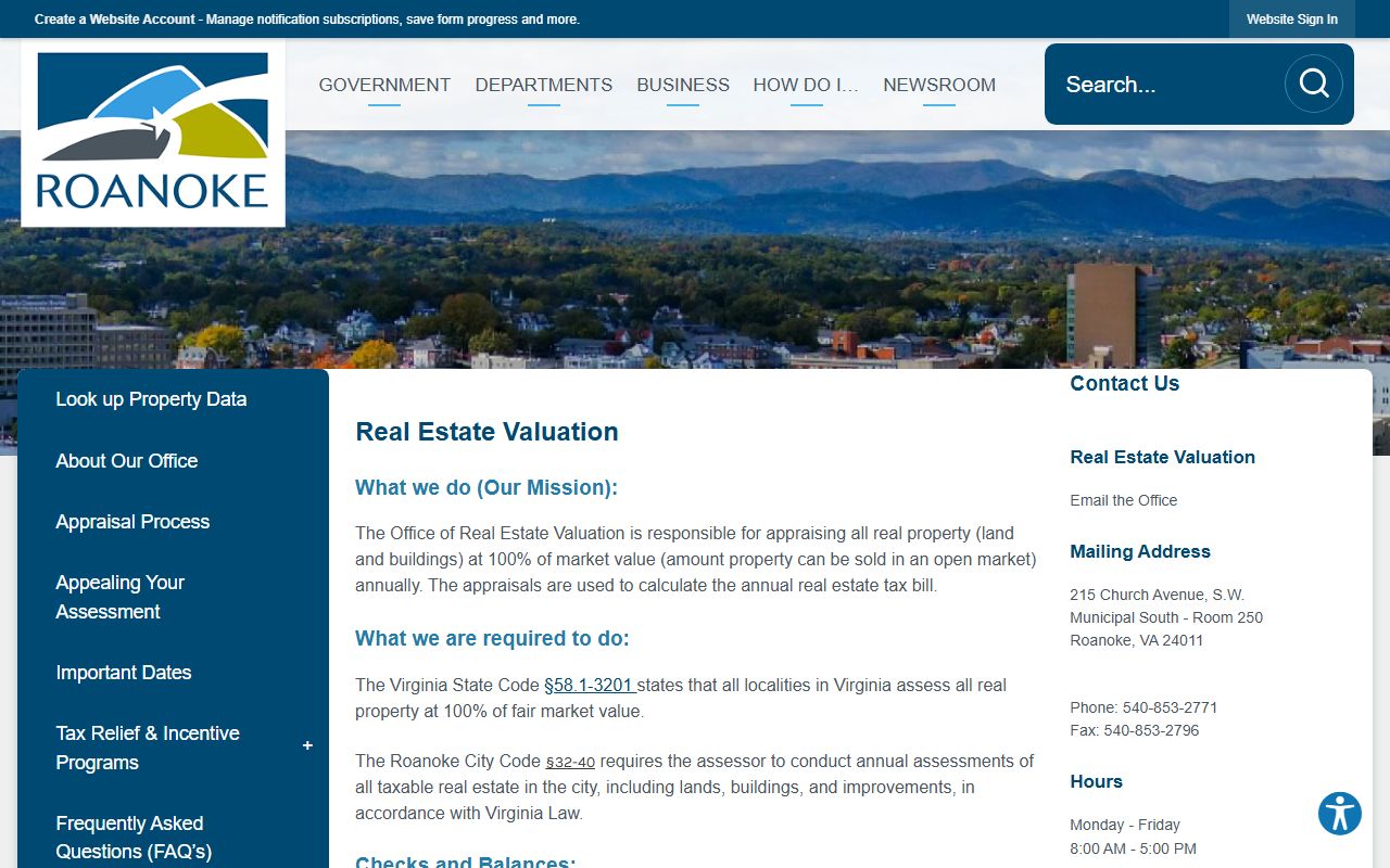 roanoke virginia property records office of real estate valuation