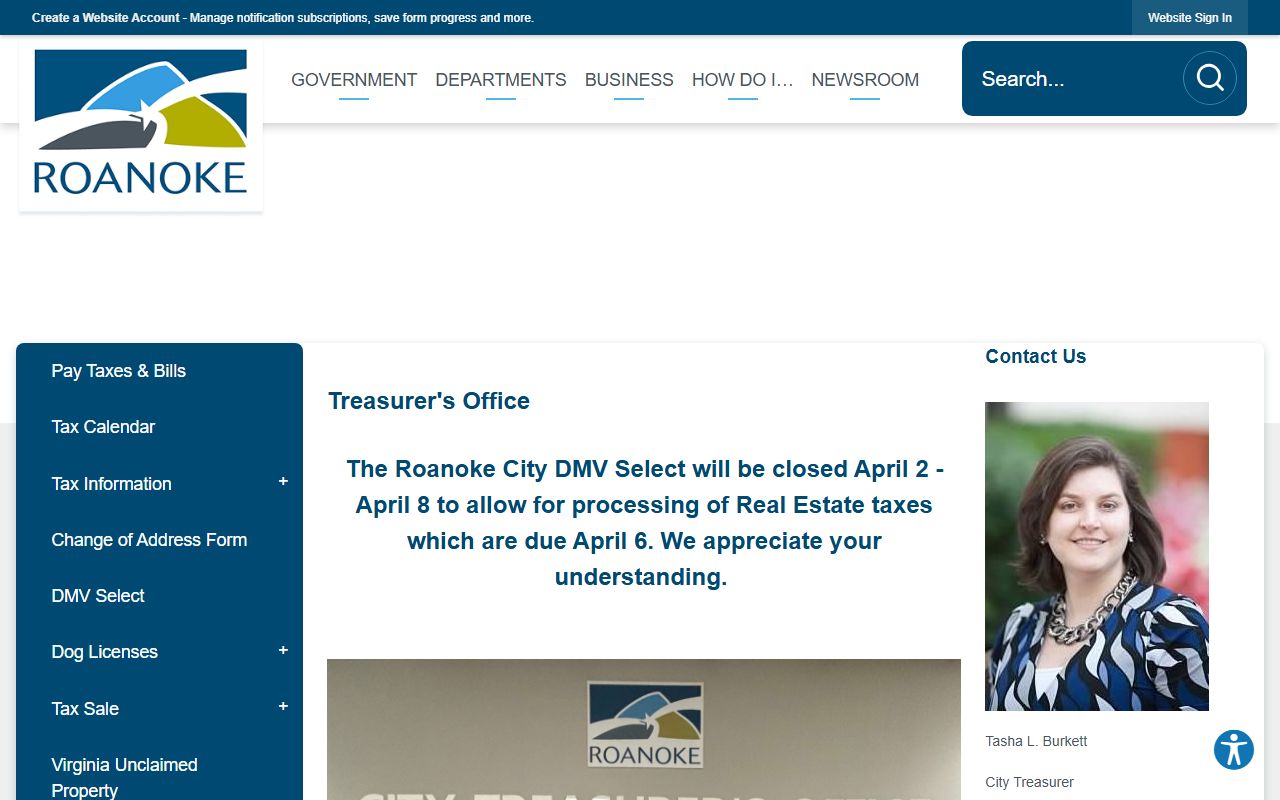 roanoke virginia property records treasurer tax collection