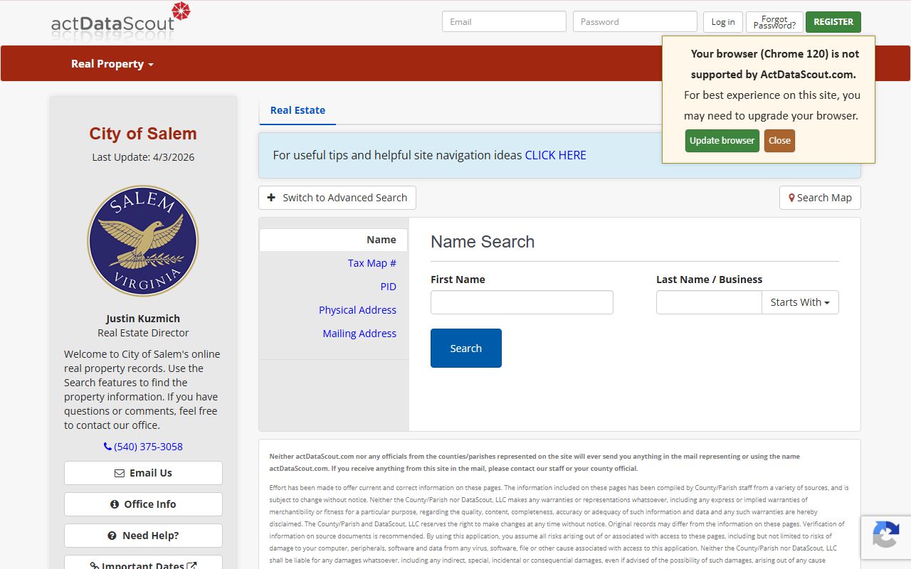 salem virginia property records real estate online database search