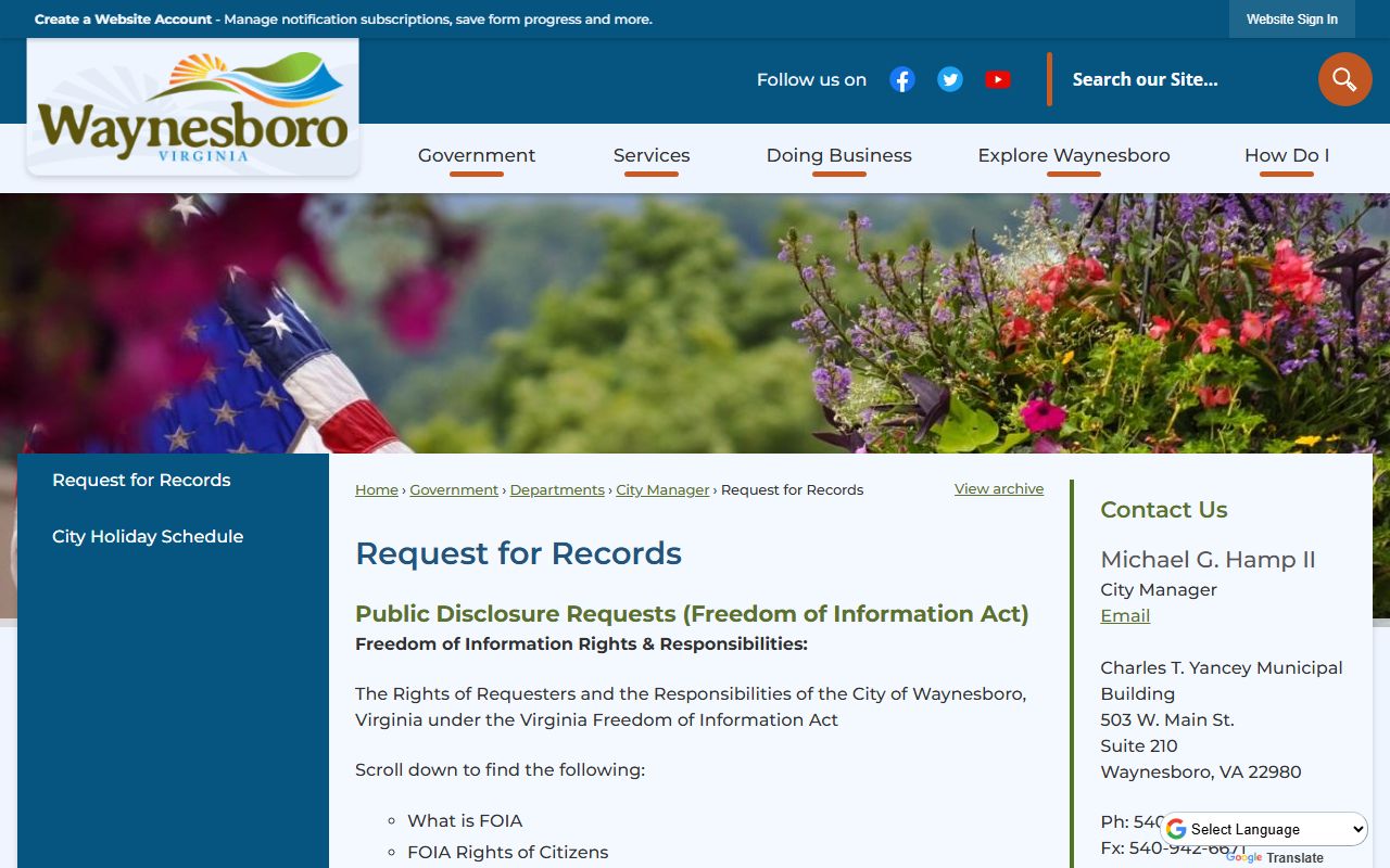 waynesboro virginia property records foia public disclosure request page