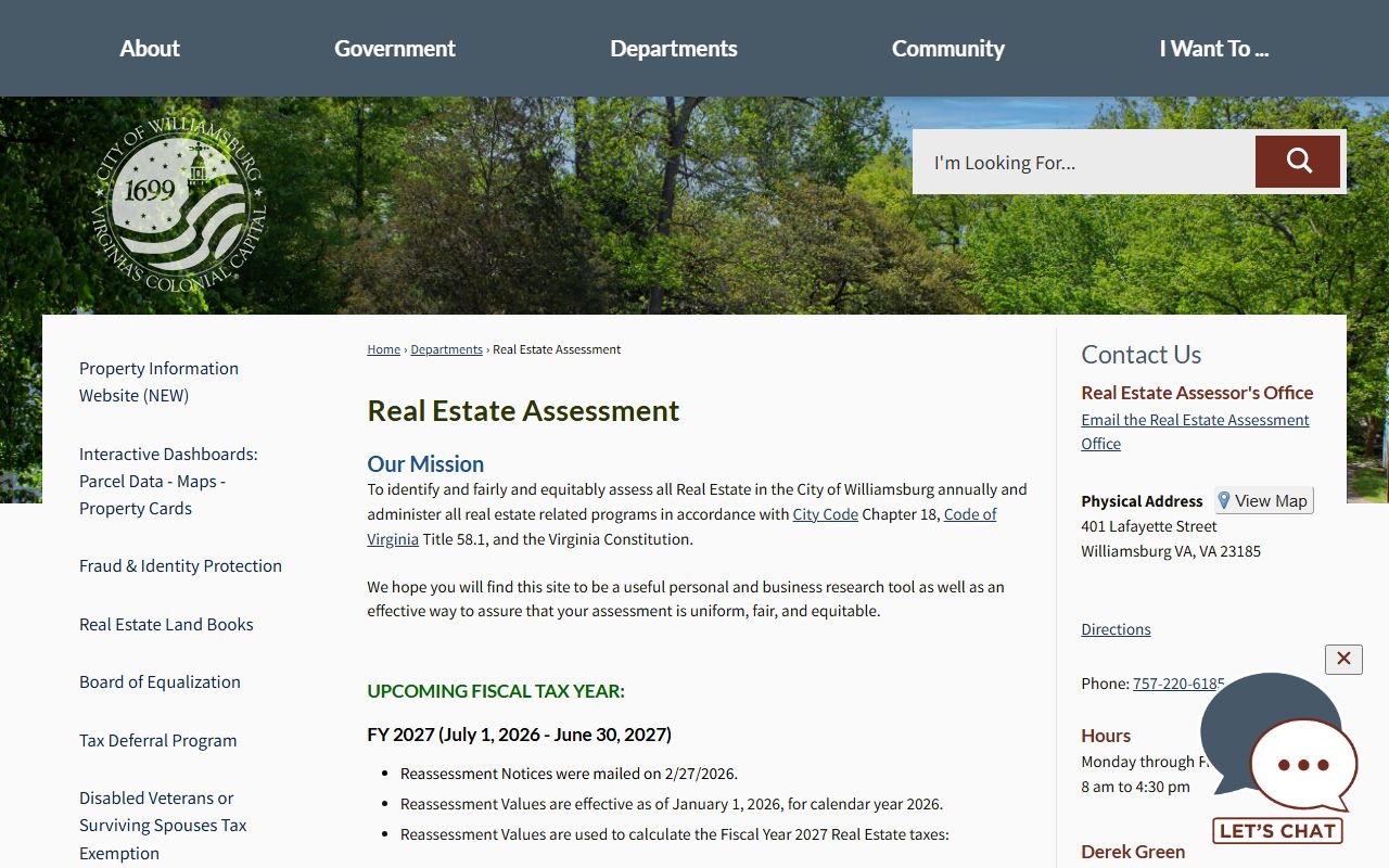 williamsburg virginia property records real estate assessment office page