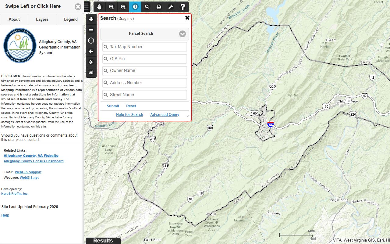 alleghany county property records interactive GIS mapping interface