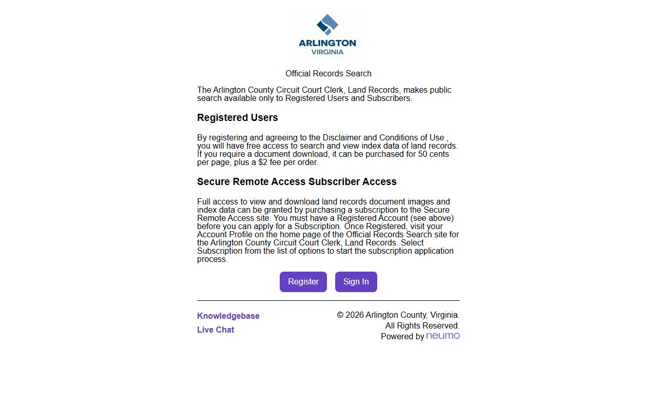 arlington county property records land records ROAM system