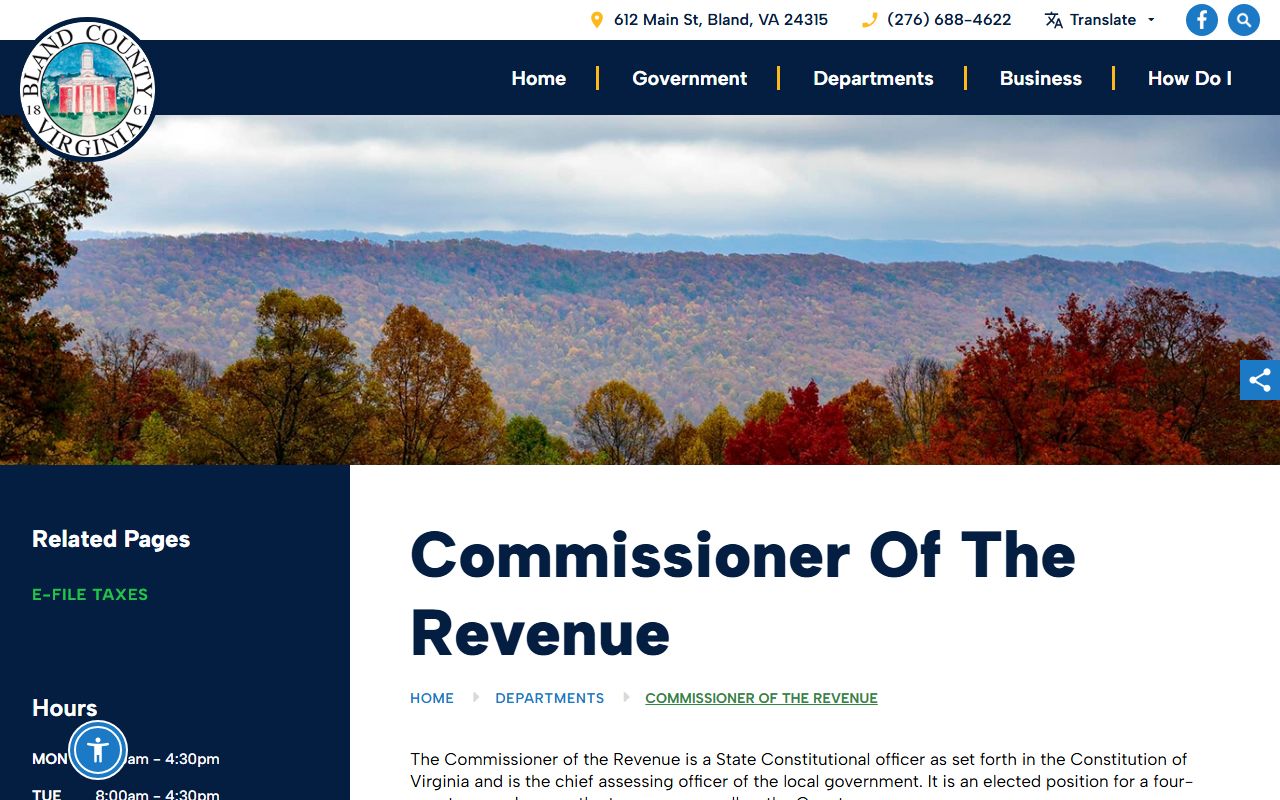 commissioner of revenue forms and assessment bland county property records