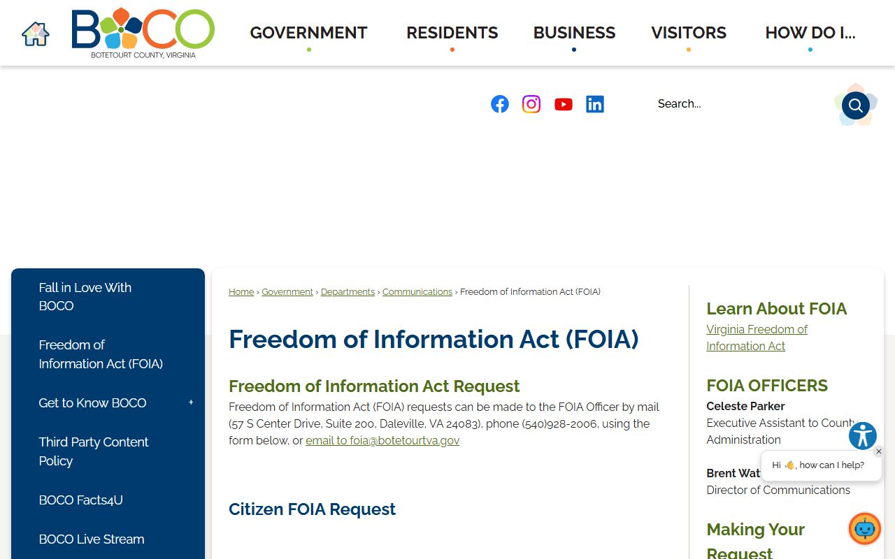 botetourt county foia request procedures property records