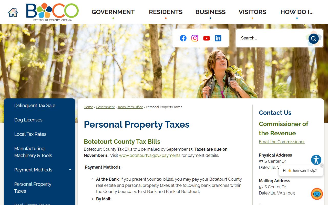 botetourt county personal property tax page property records