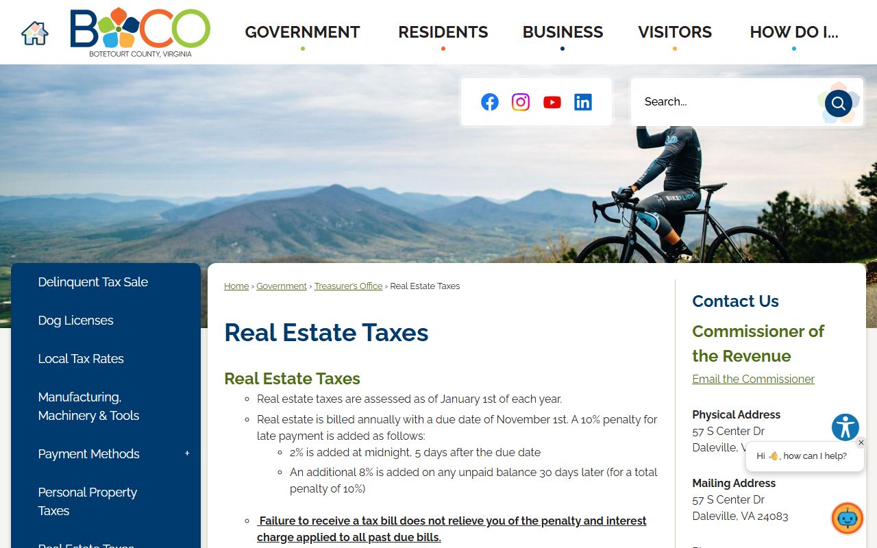 botetourt county real estate tax payment property records