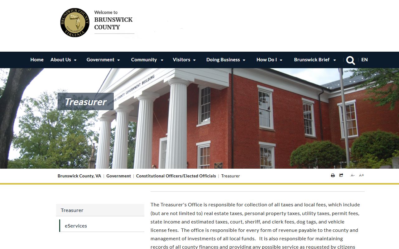 brunswick county treasurer tax collection property records