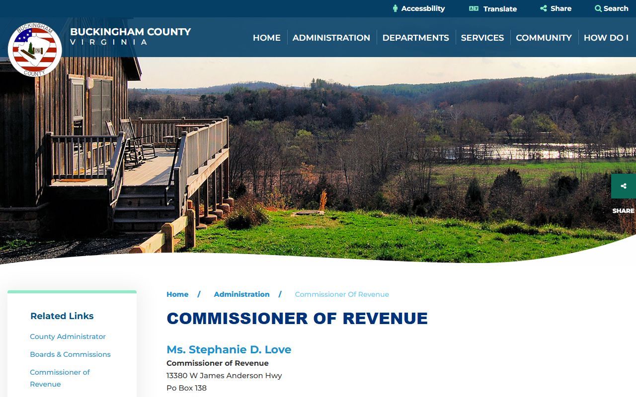 buckingham county commissioner revenue tax rates property records