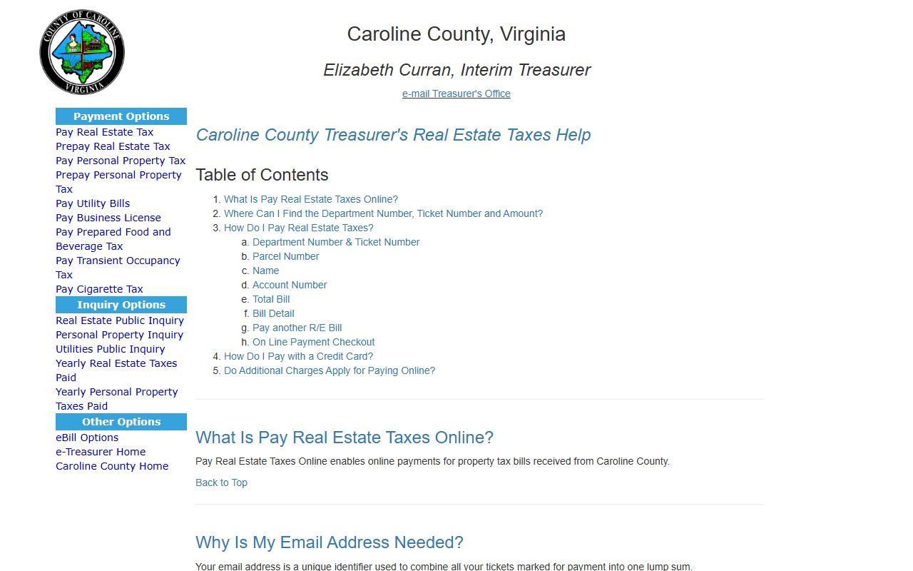 caroline county online real estate tax payment property records