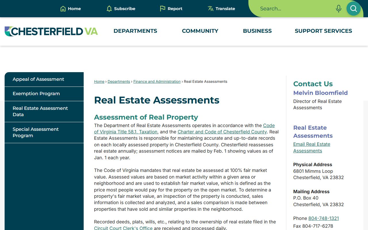 chesterfield county property records main assessment portal