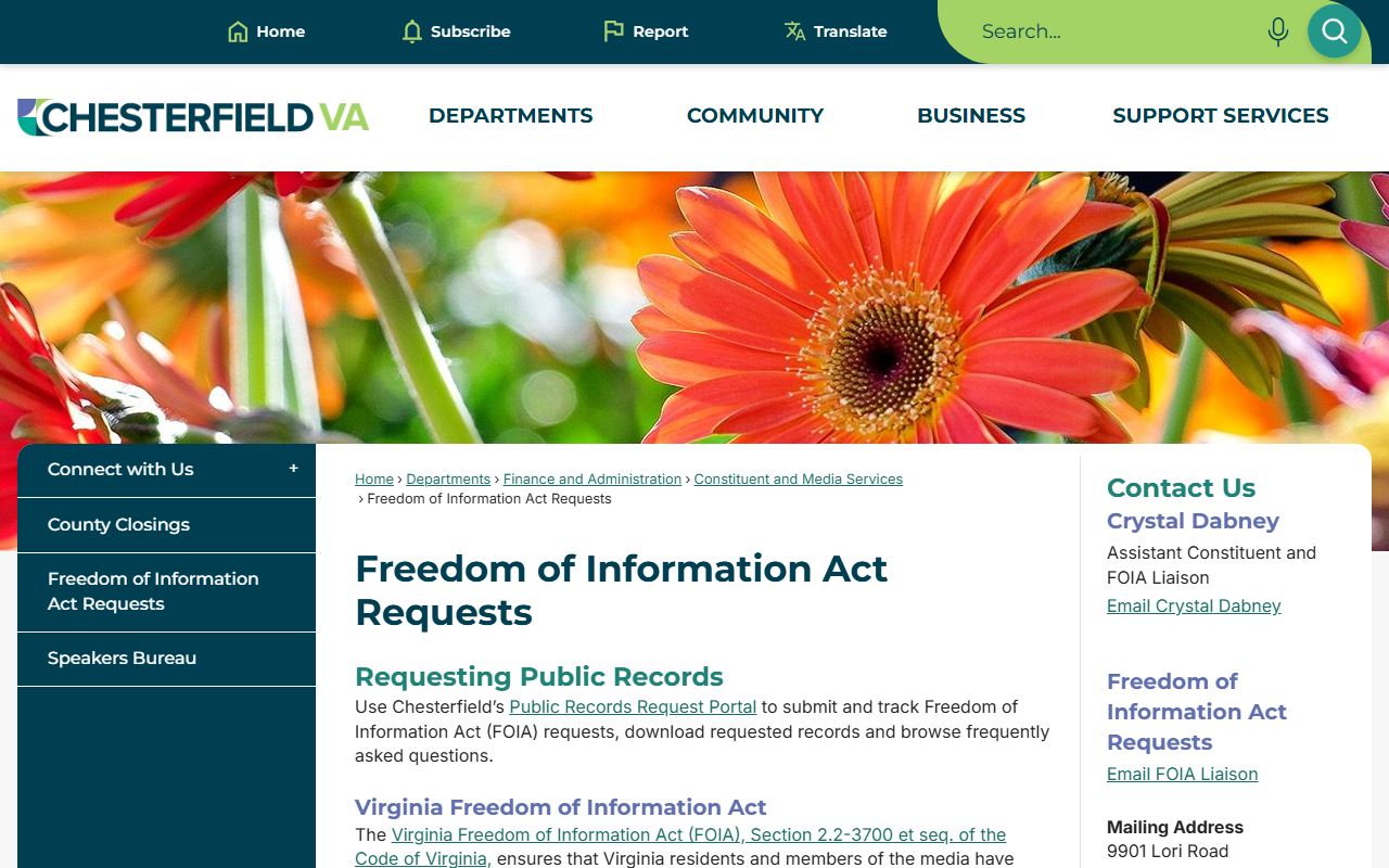 chesterfield county property records foia request portal