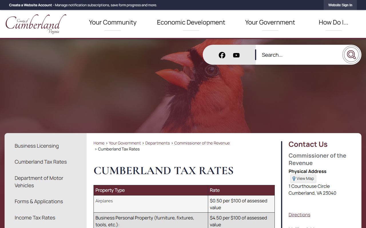 cumberland county property records tax rates official page