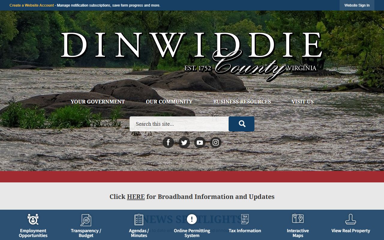dinwiddie county property records county homepage online services