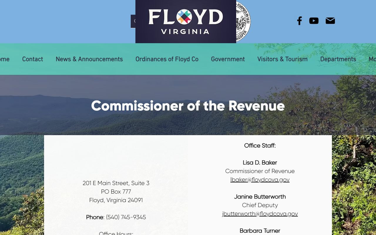 floyd county property records commissioner page with tax rates and GIS links