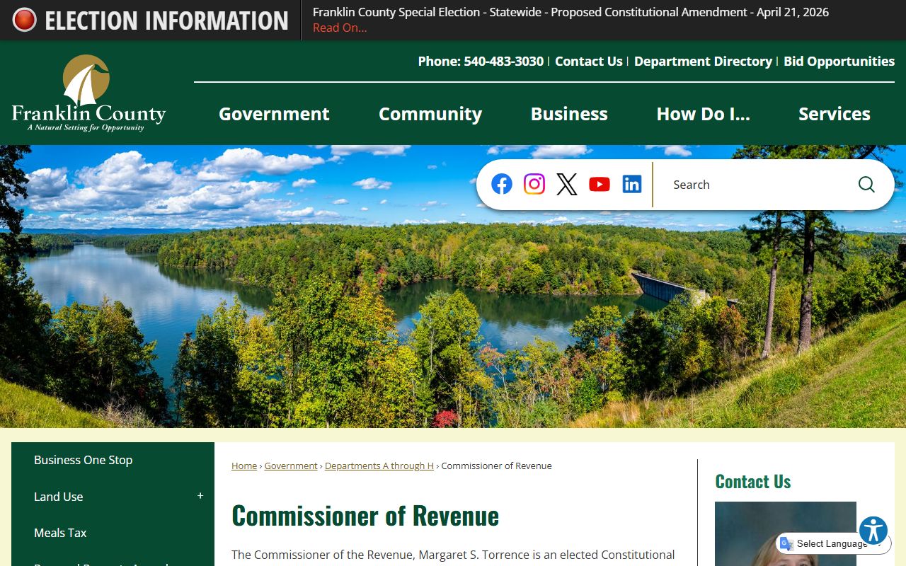 franklin county property records commissioner contact and responsibilities page