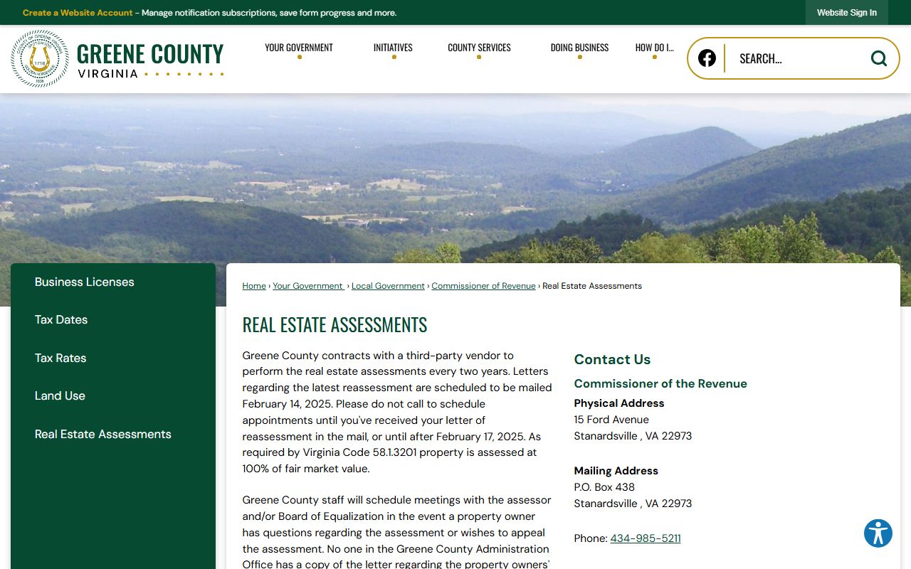 greene county property records real estate assessment and appeals information