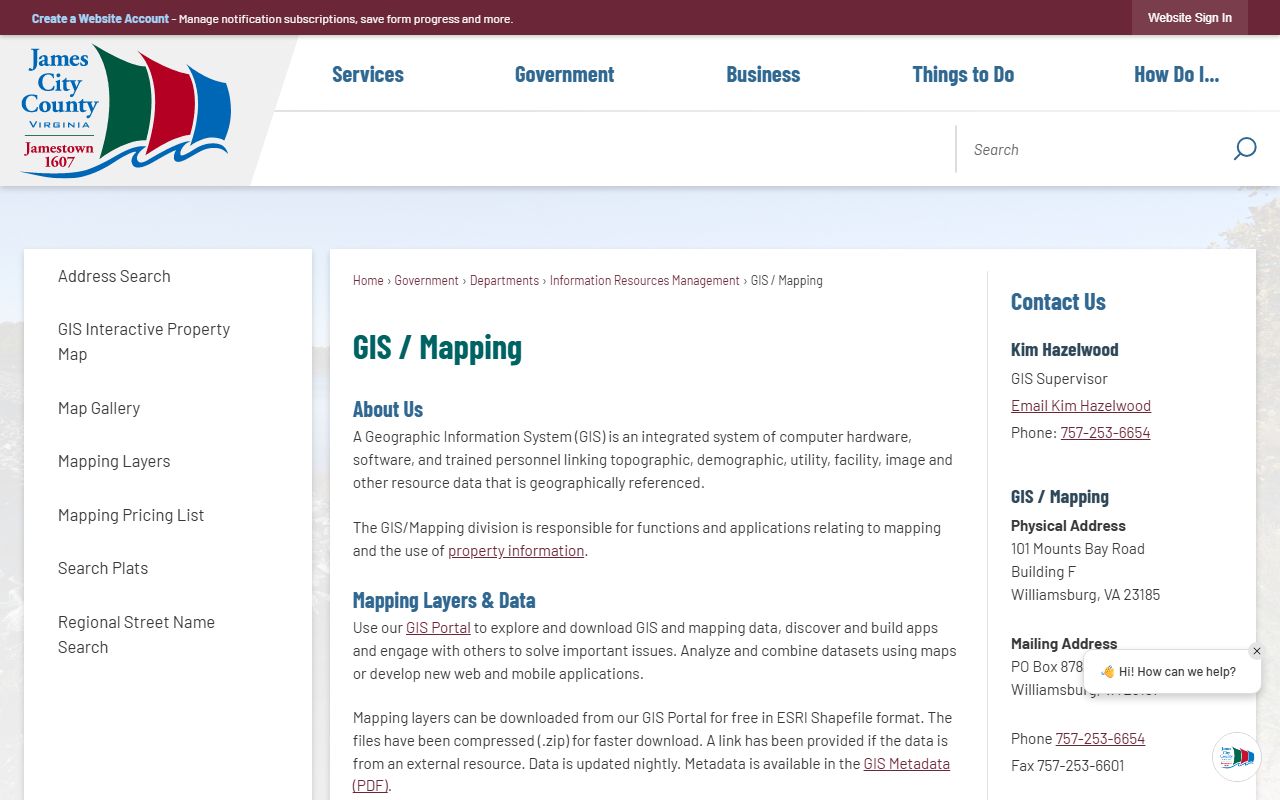 james city county gis mapping property records data