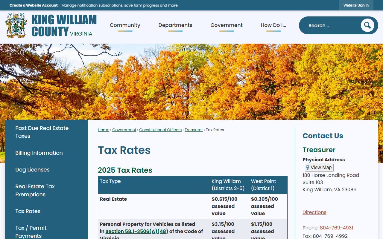 king william county tax rates property records