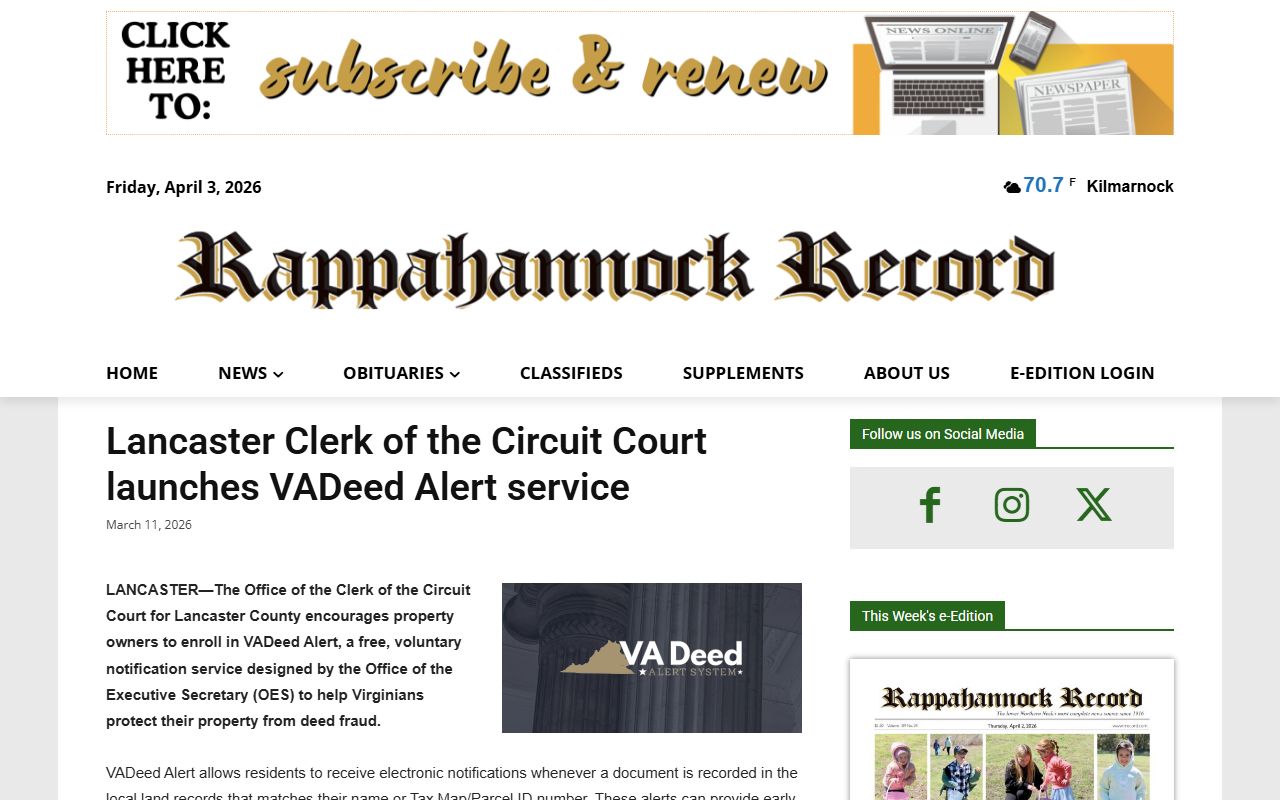 lancaster county vadeed alert fraud notification property records