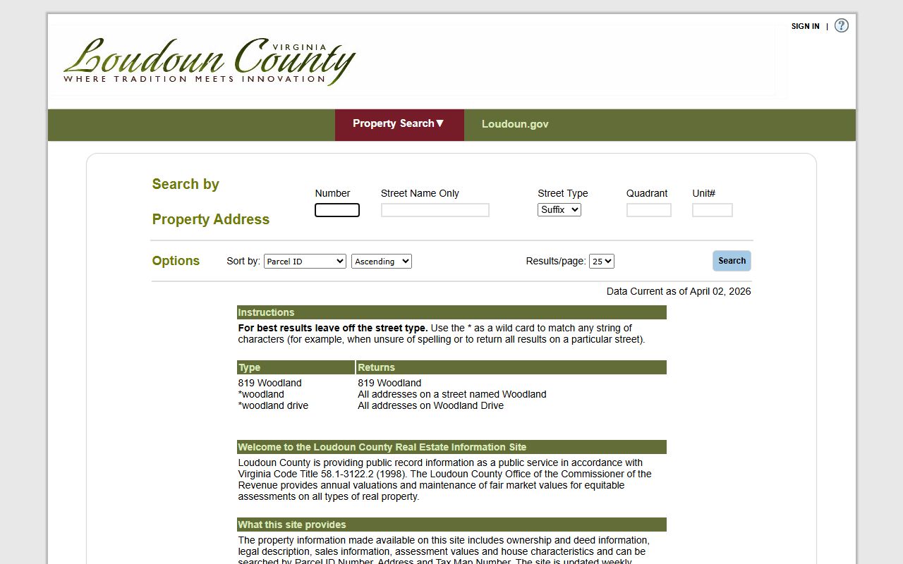loudoun county official property search portal property records
