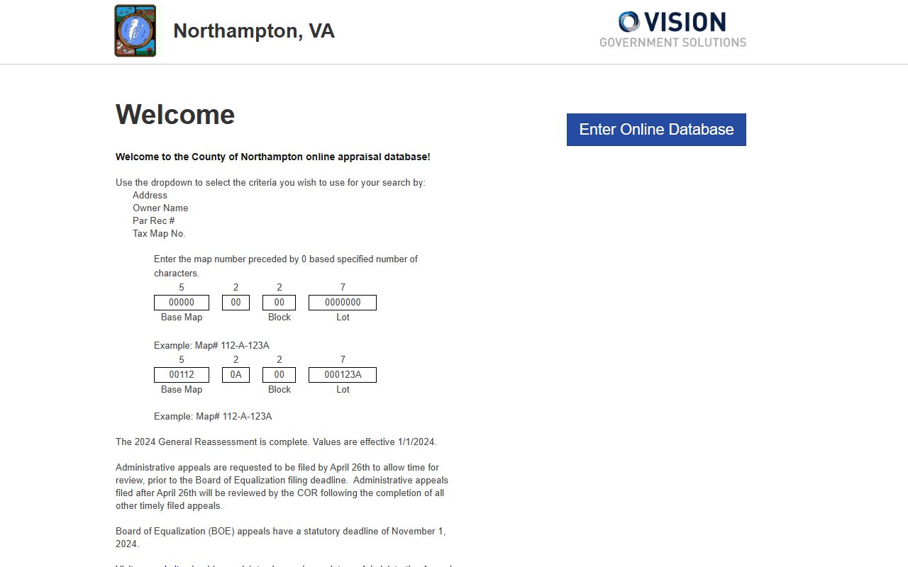 northampton county vision government solutions cama assessment property records