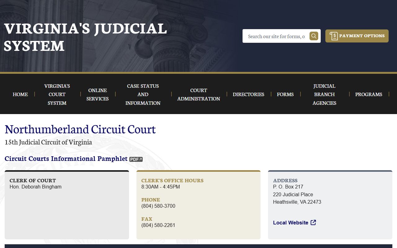 northumberland county circuit court clerk contact property records