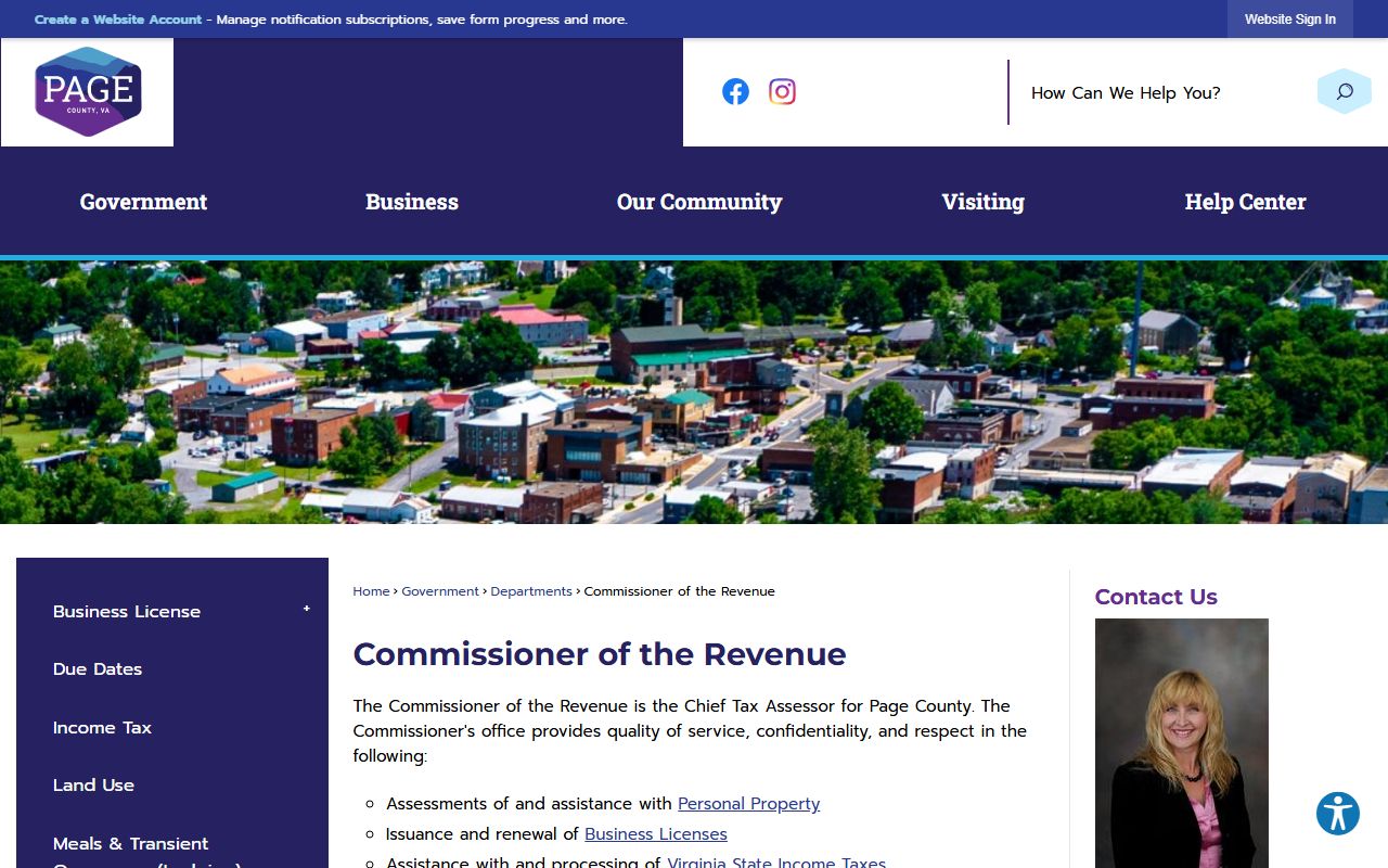 page county commissioner of the revenue tax assessment property records