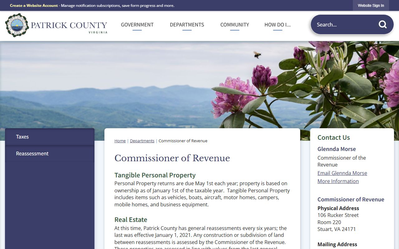 patrick county commissioner of revenue assessment property records