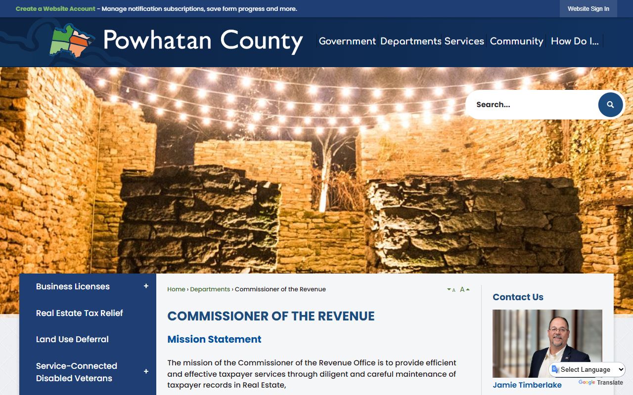 powhatan county commissioner of revenue responsibilities property records