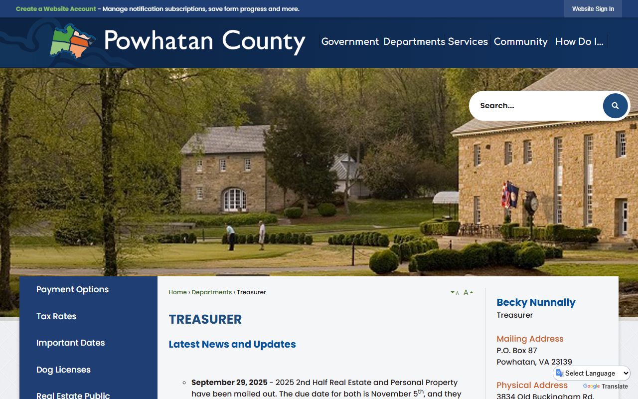 powhatan county treasurer tax collection property records