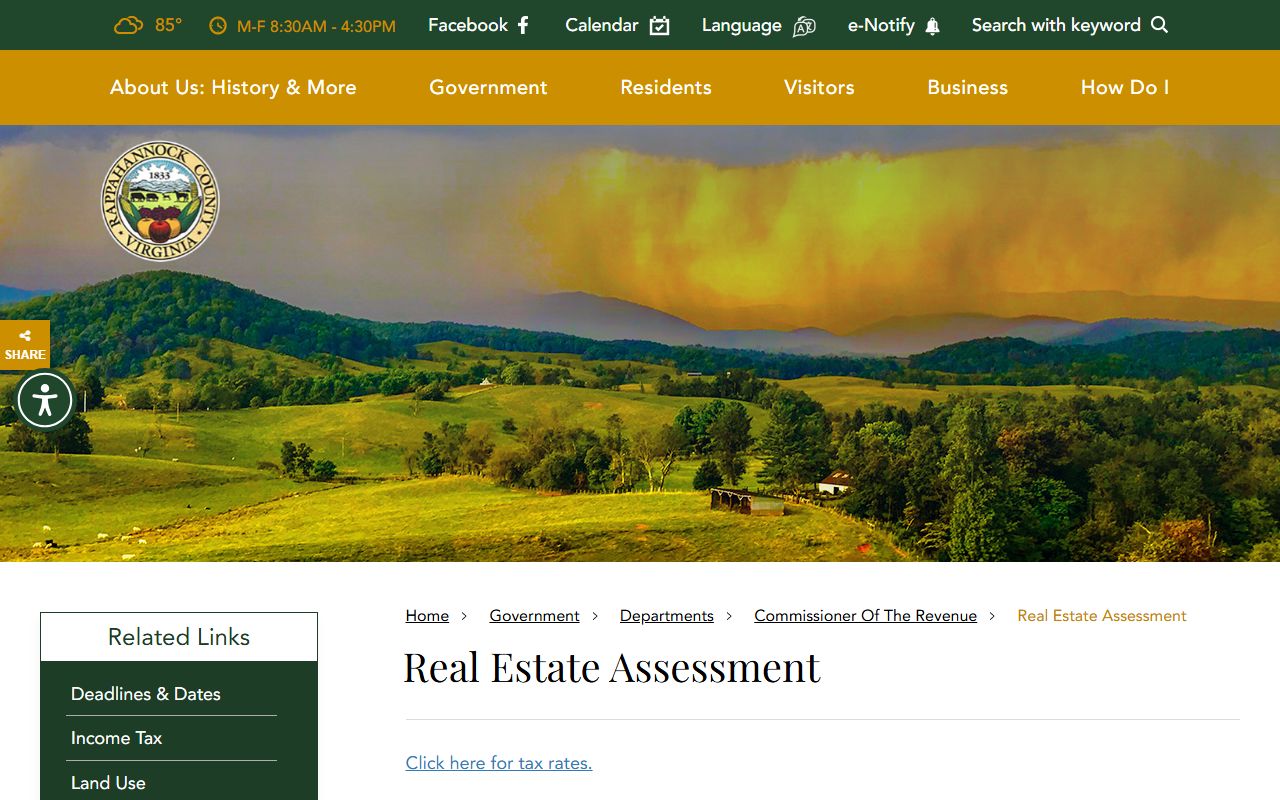 rappahannock county page stating no gis availability for real estate property records