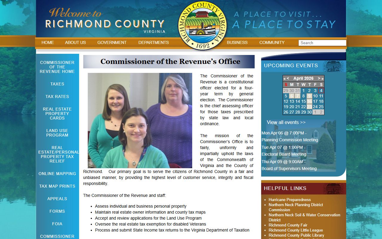 richmond county commissioner of the revenue office mission and responsibilities property records