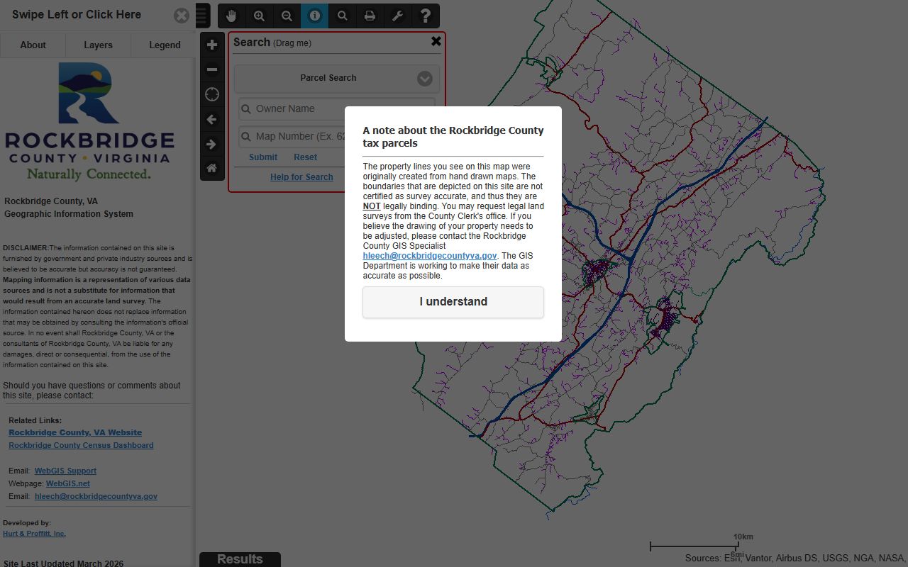 rockbridge county gis online maps disclaimer and access property records