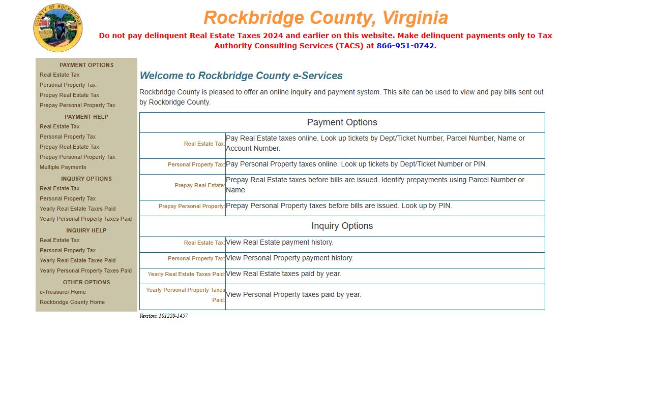 rockbridge county eservices tax inquiry and payment portal property records