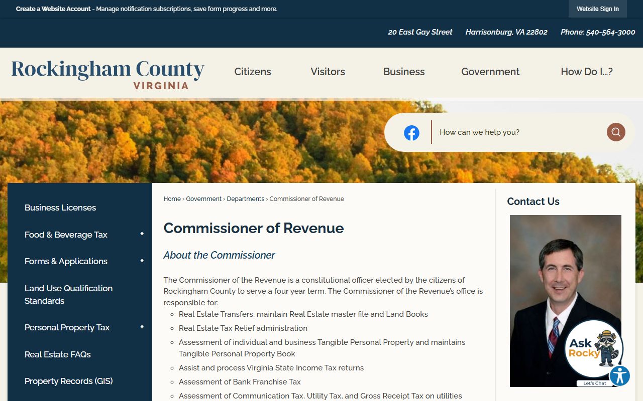 rockingham county commissioner of revenue contact information and department phones property records