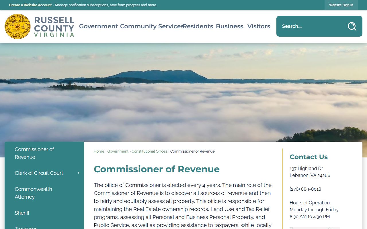 russell county commissioner of the revenue office responsibilities property records