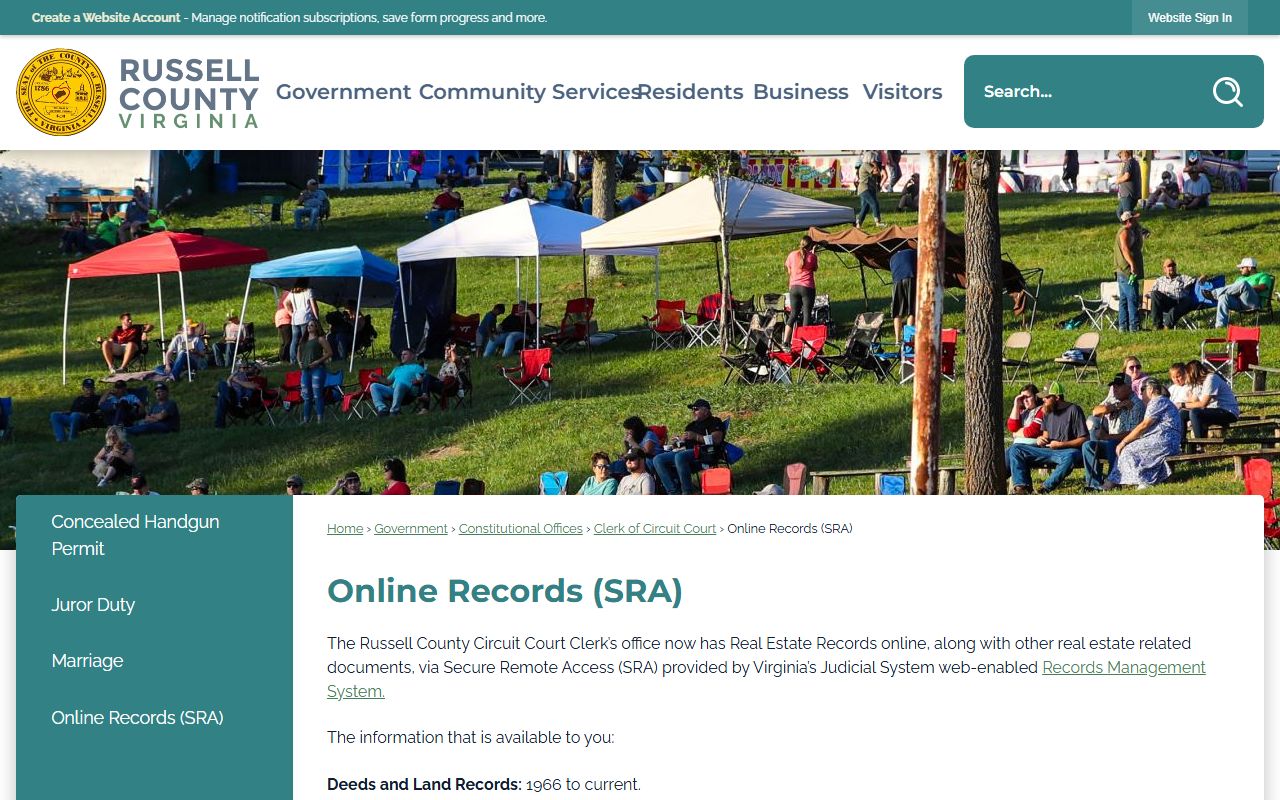 russell county online records sra information and fees property records