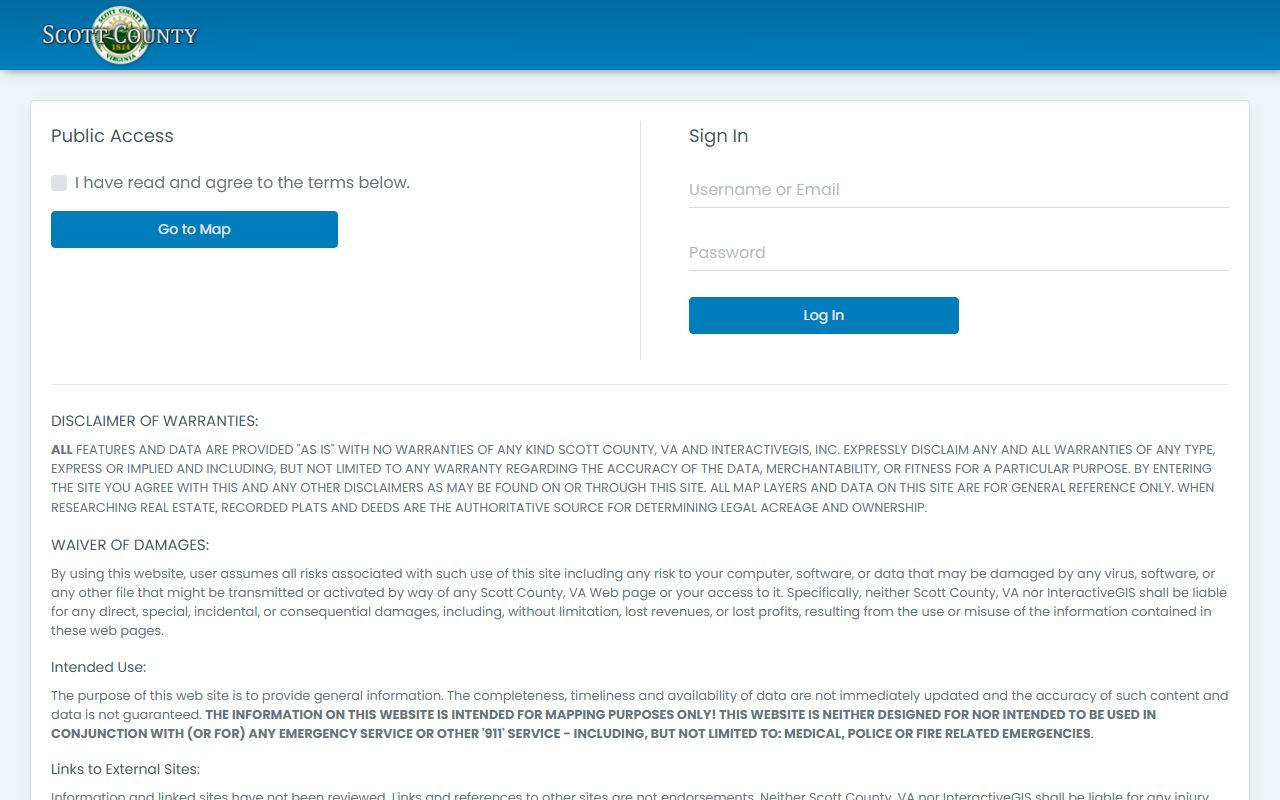 scott county property records gis portal login and disclaimer