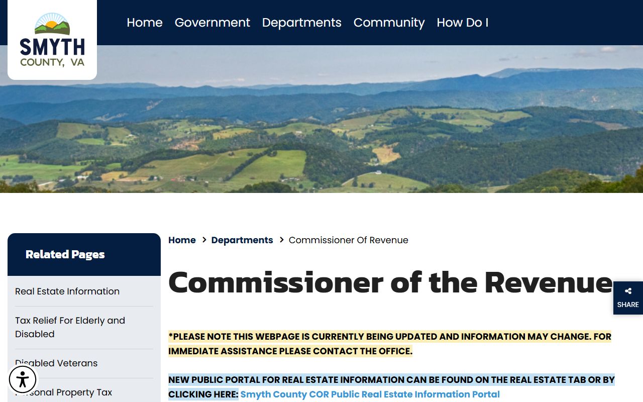 smyth county property records commissioner of revenue public portal