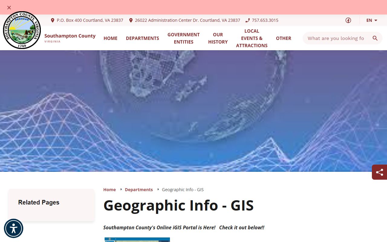 southampton county property records gis department page with portal access